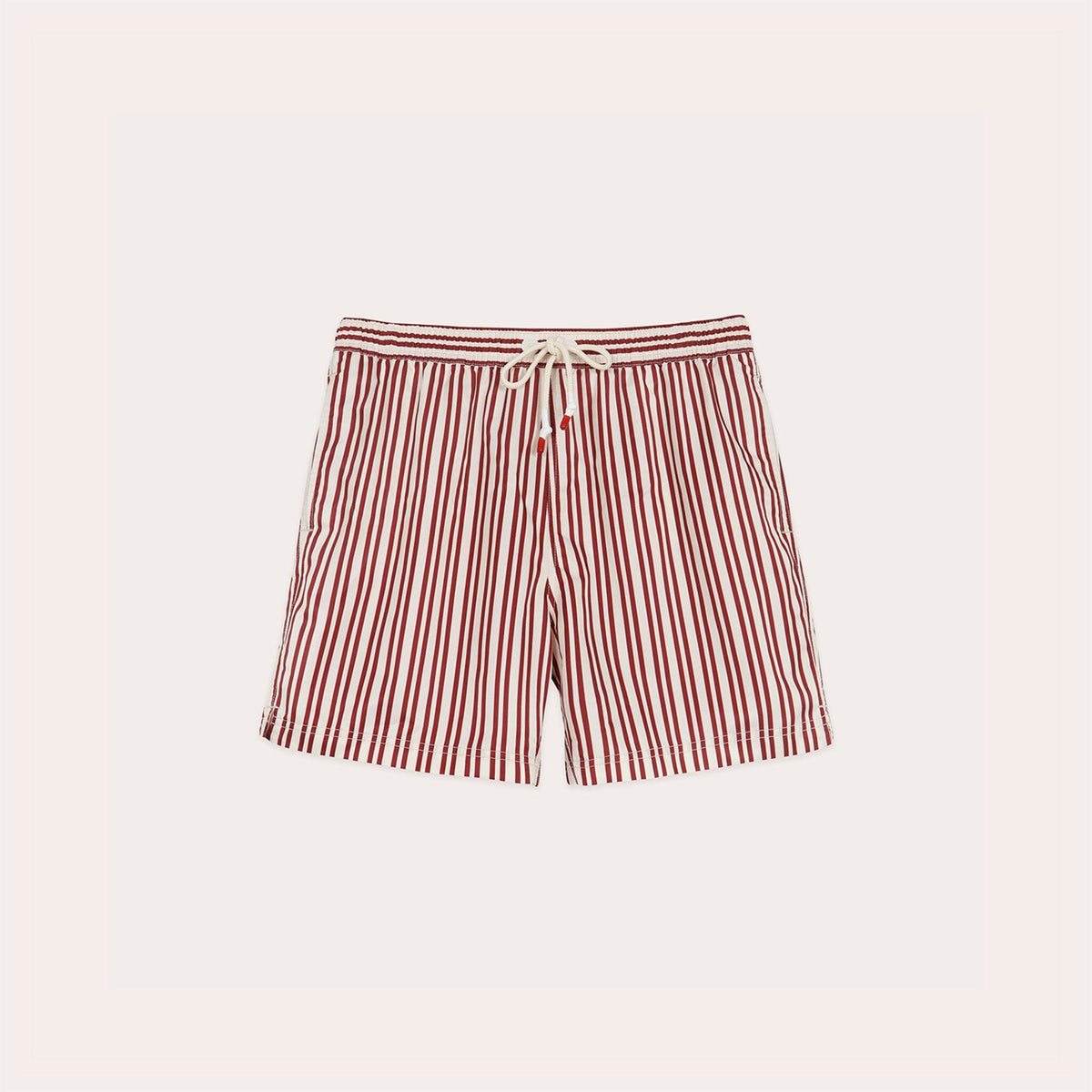 Maillot de bain écru à rayures bordeaux