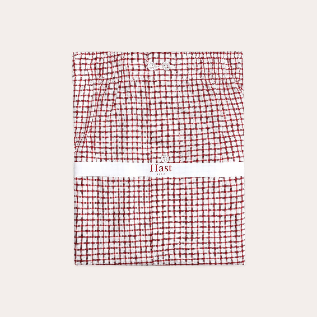 Upcycled red check boxers