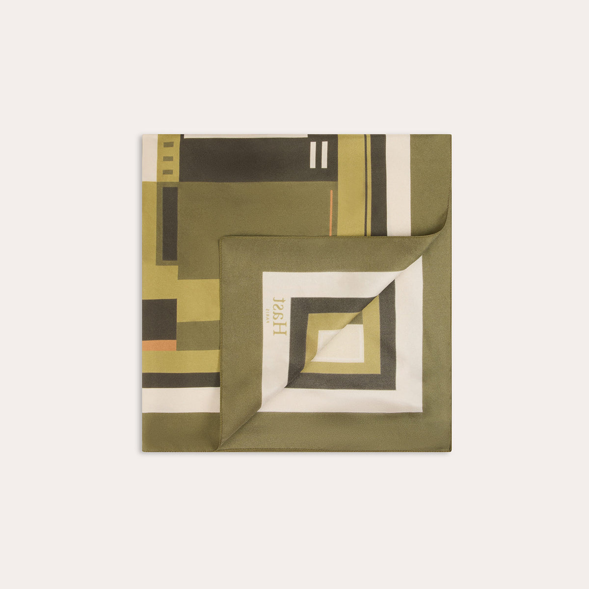 Khaki silk bandana with tennis court pattern