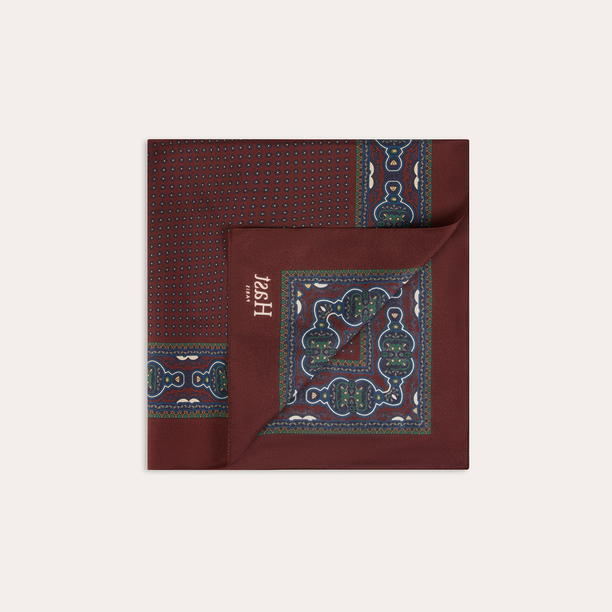 Bordeauxrotes Seidenbandana mit Muster