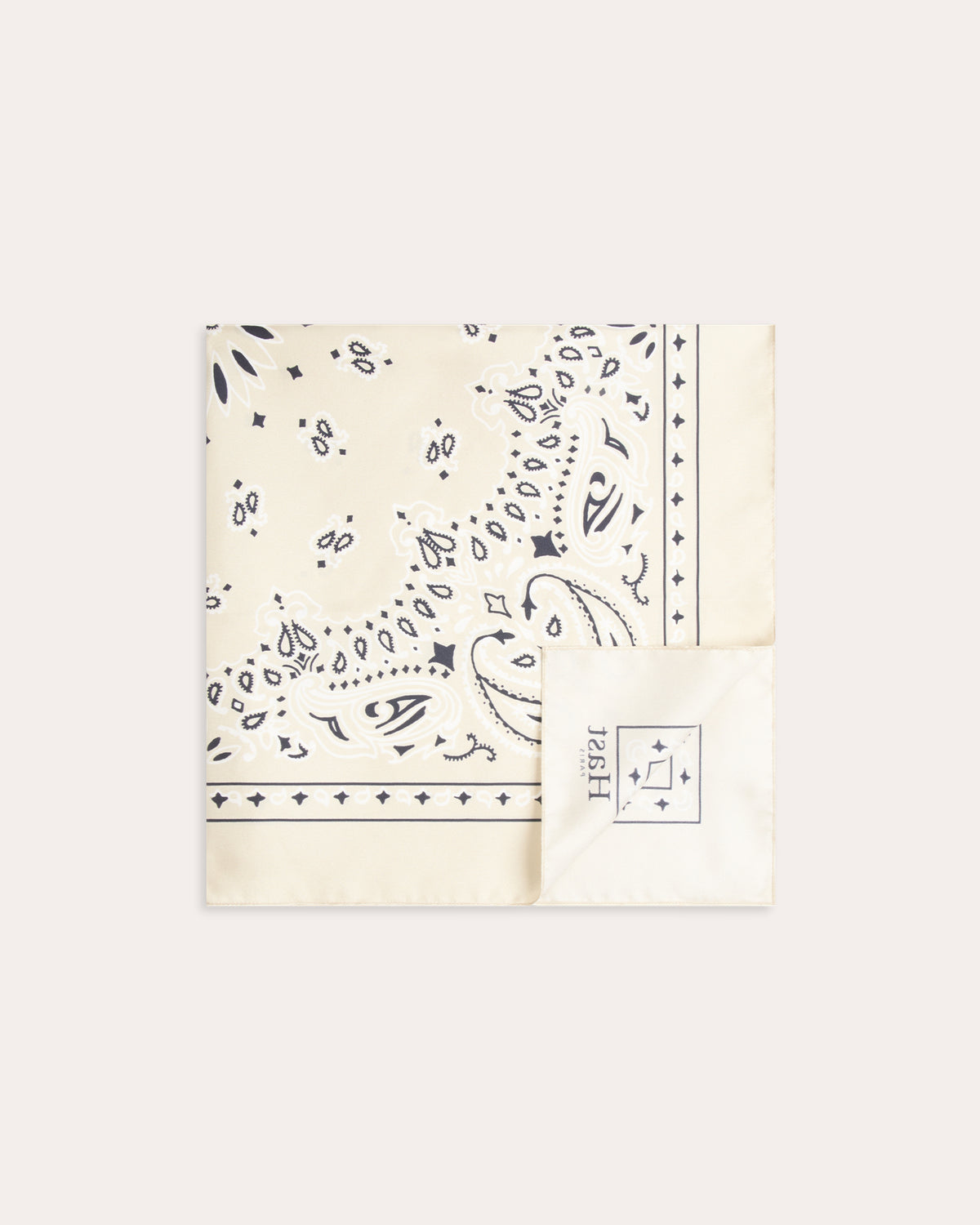 Foulard en soie écru à motif