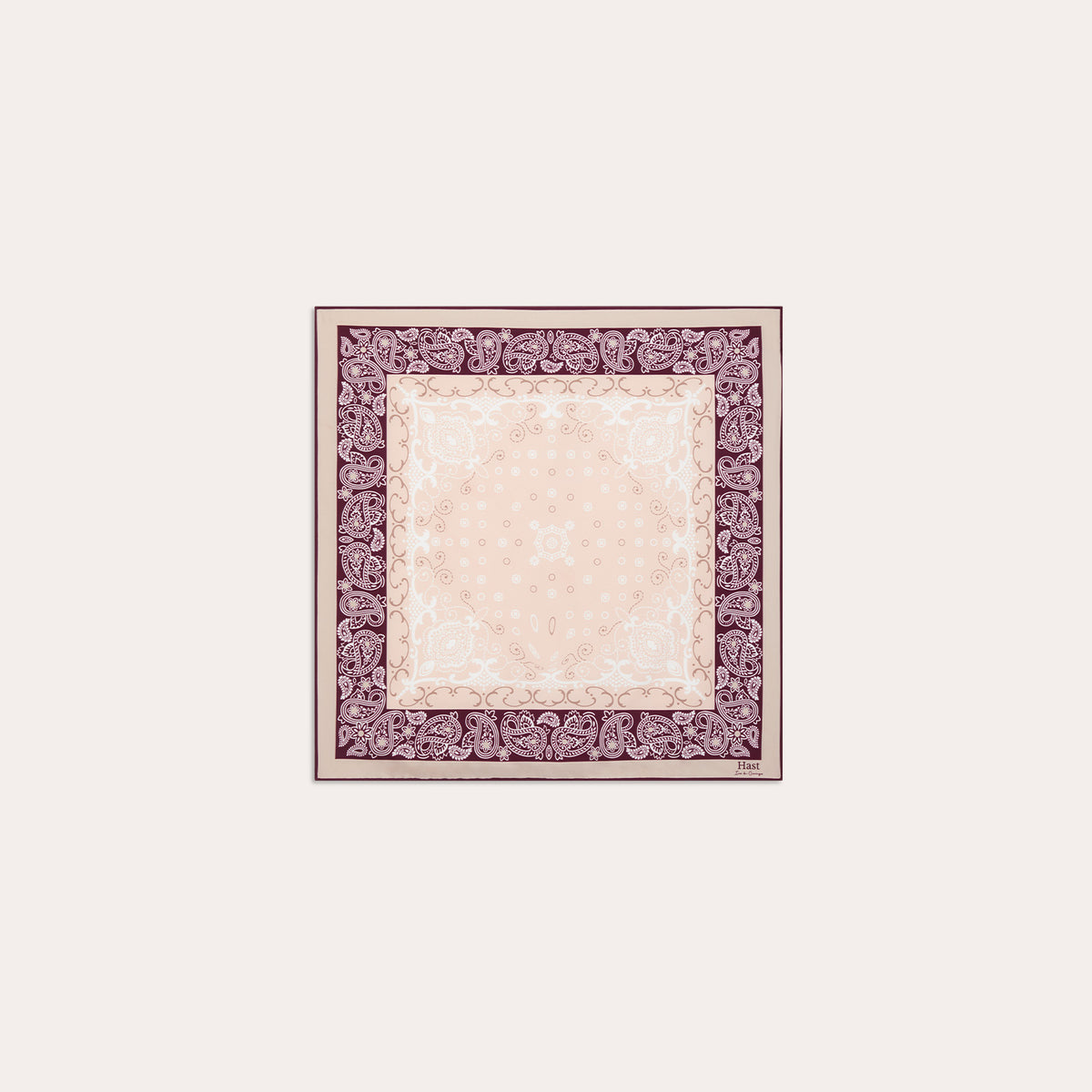 Foulard en soie écru et bordeaux à motifs