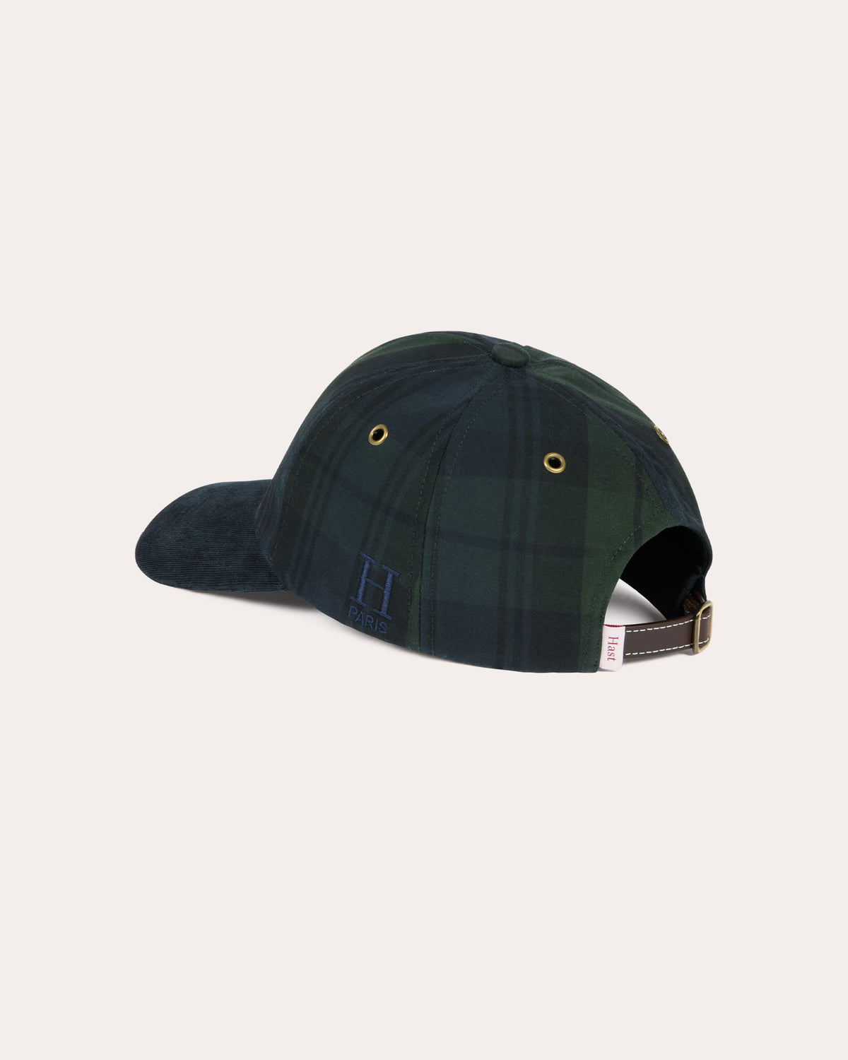 Kappe aus grünem Tartan und marineblauer Baumwolle