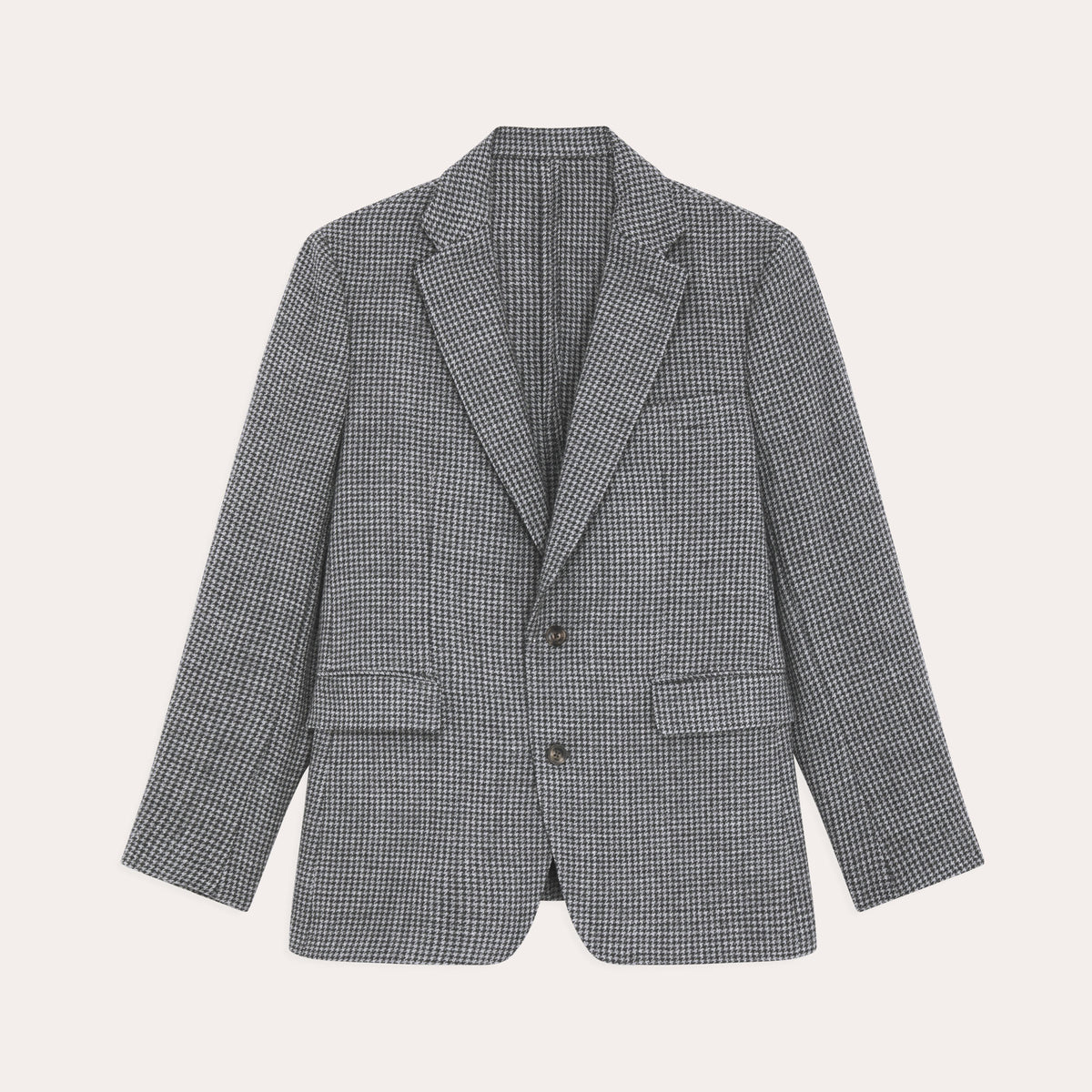 Graue Jacke aus Hahnentritt-Wolle