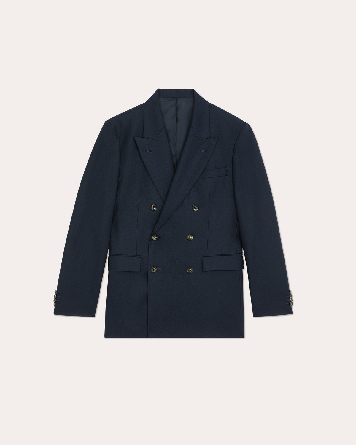Veste croisée en flanelle de laine marine