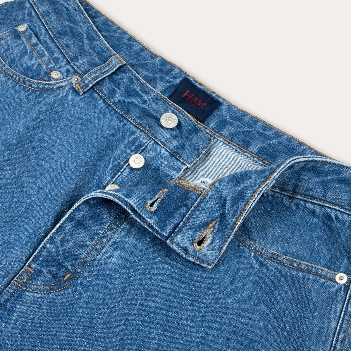 Blaue Straight-Leg-Jeans aus italienischer Baumwolle