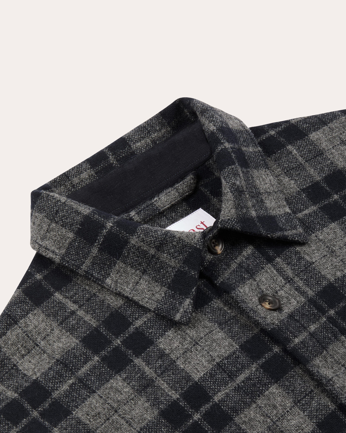 Wool overshirt in grey and navy check