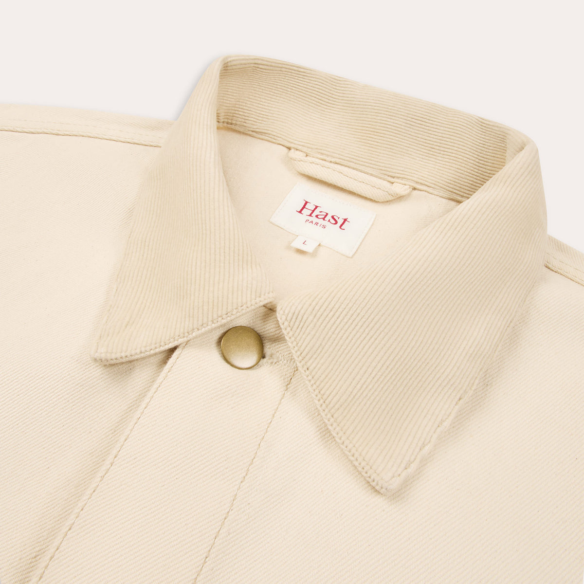 Veste en jean écru col velours