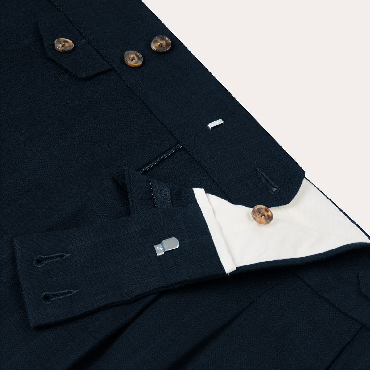 Pantalon à pinces en coton marine