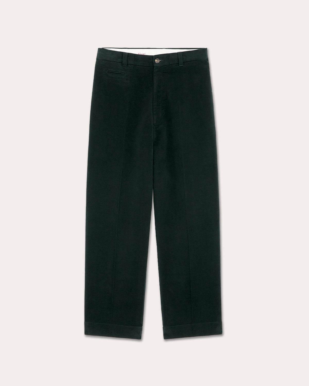 Pantalon jambe large en moleskine de coton vert
