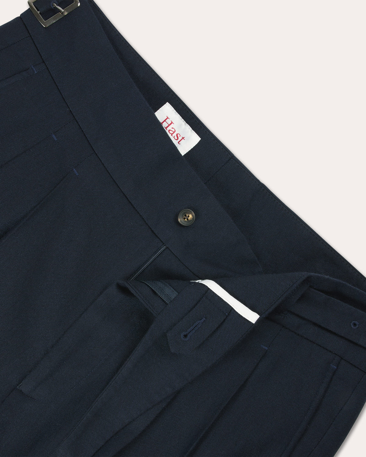 Pantalon gurkha à double plis en coton et laine marine