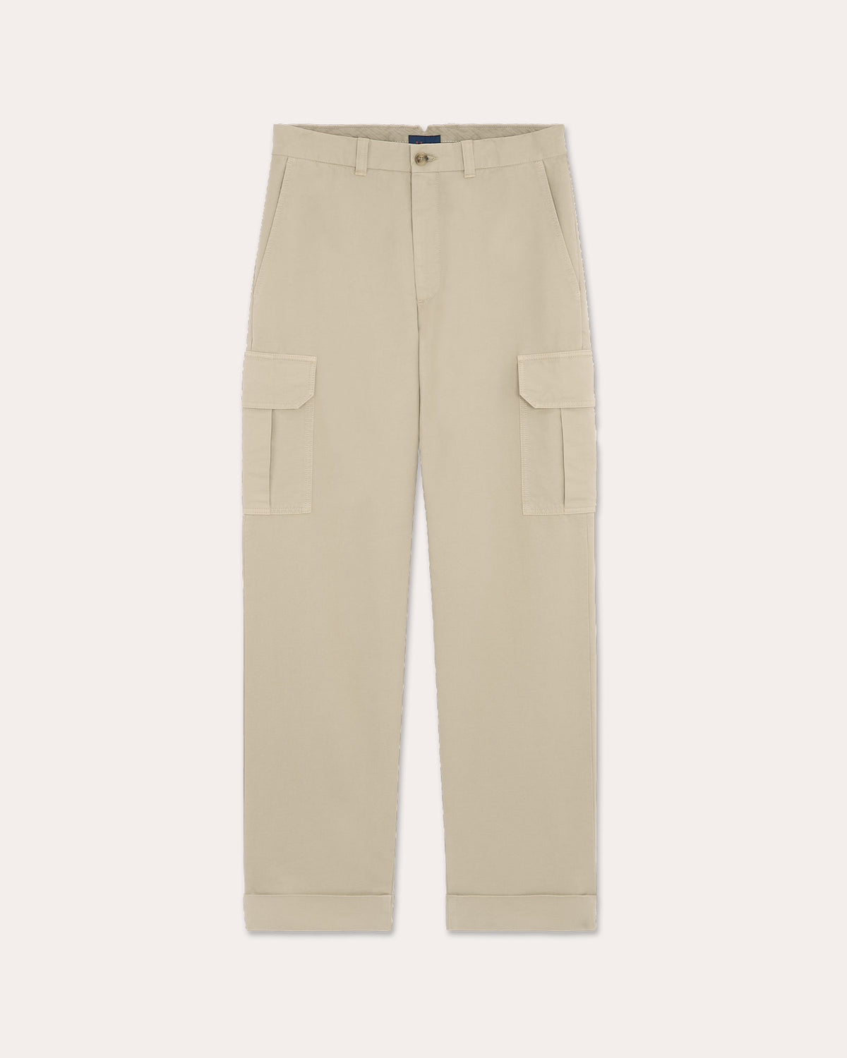 Pantalon cargo en coton beige