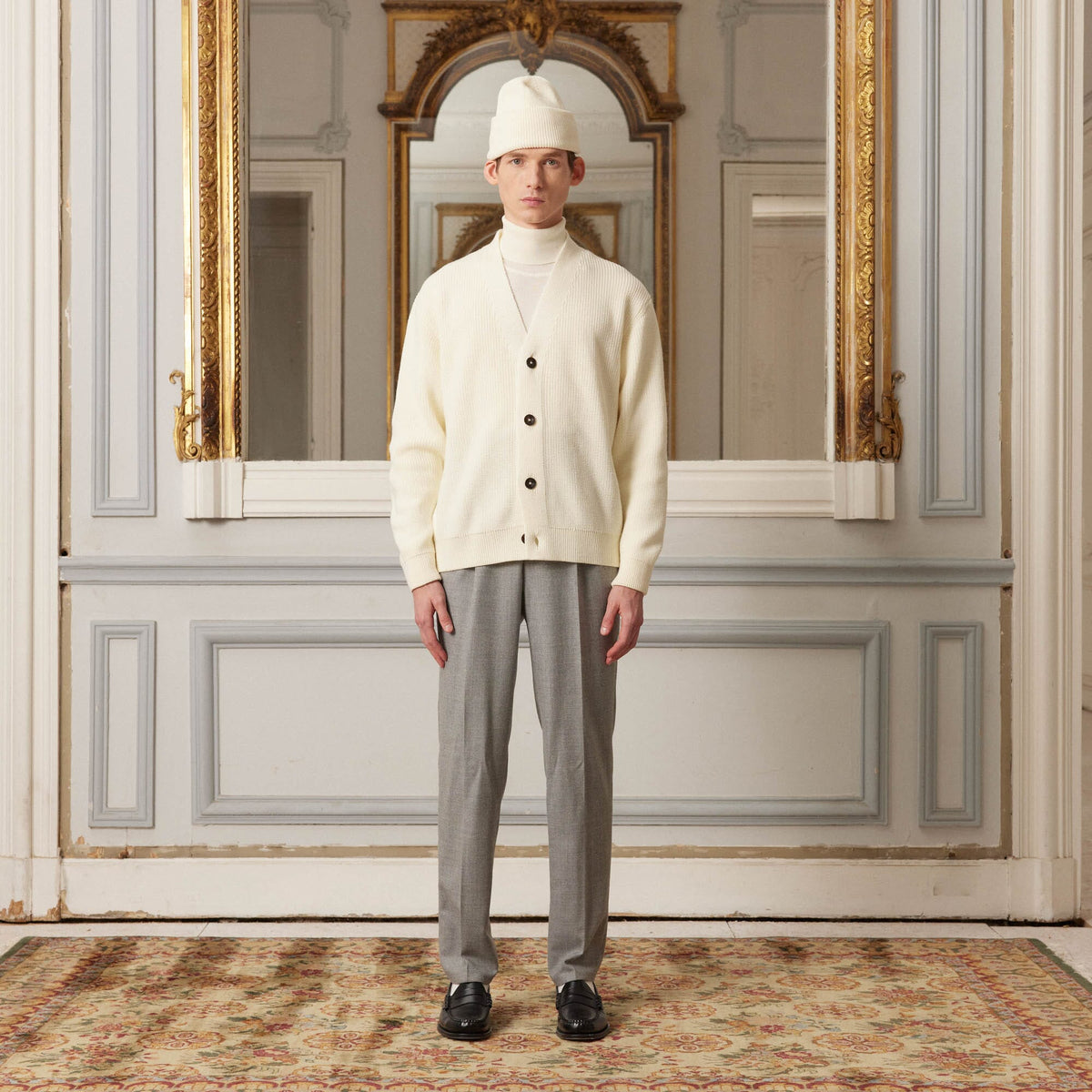 Cardigan aus Merinowolle in Ecru