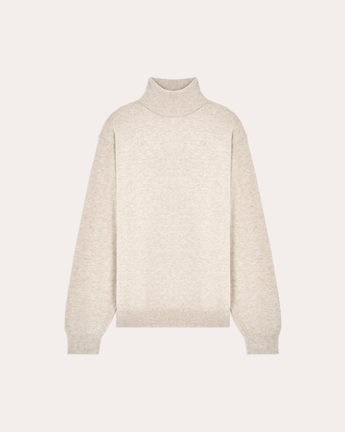 Pull col roulé en laine extrafine beige