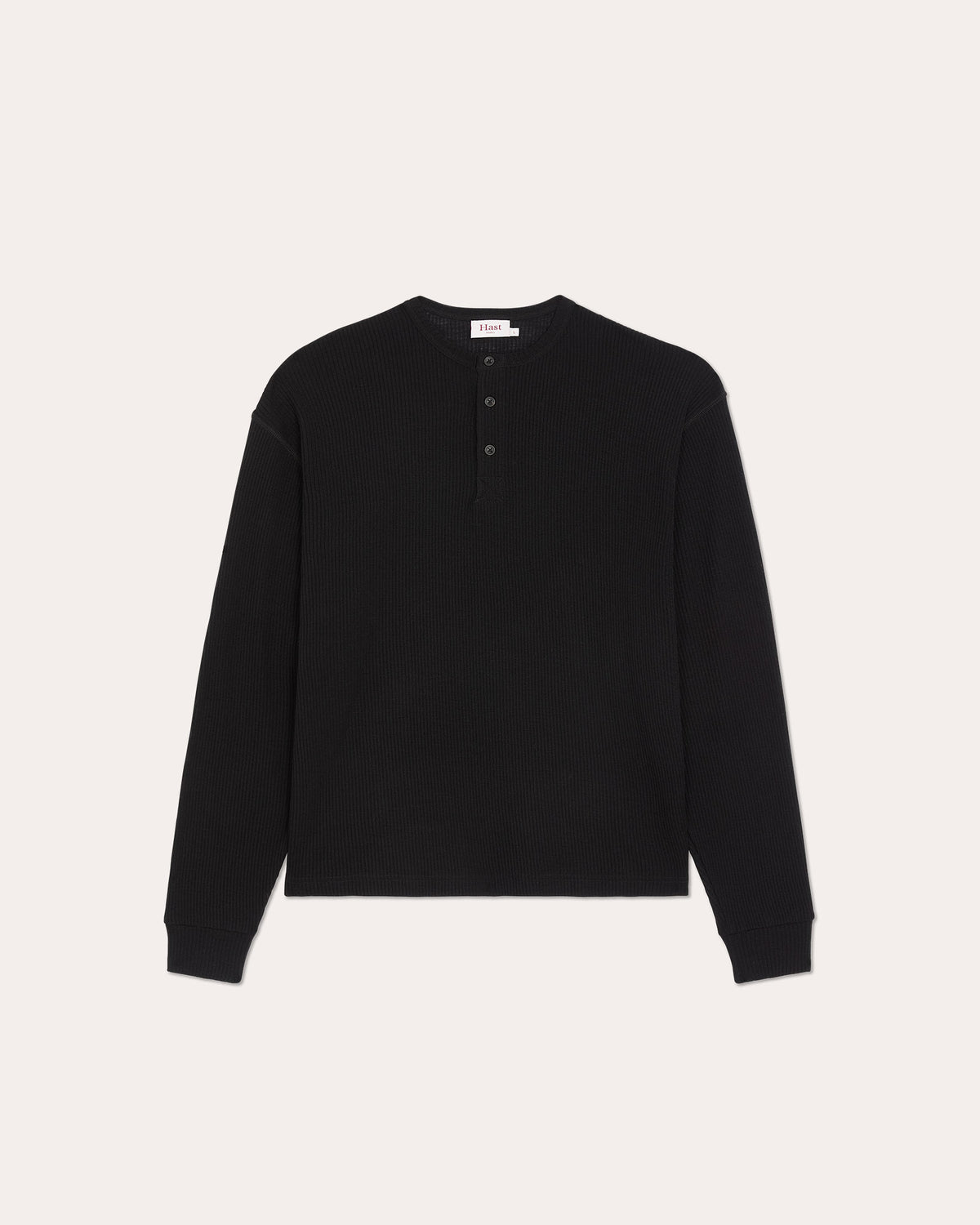Henley aus schwarzer Wolle