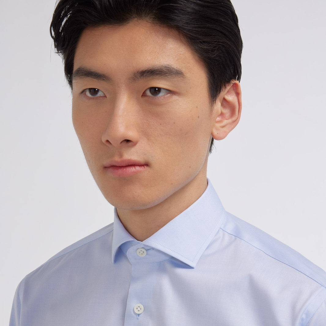 Chemise premium en pinpoint double retors bleue