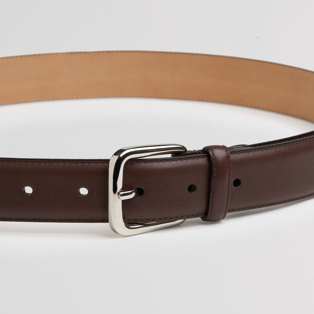 Ceinture en cuir pleine fleur marron