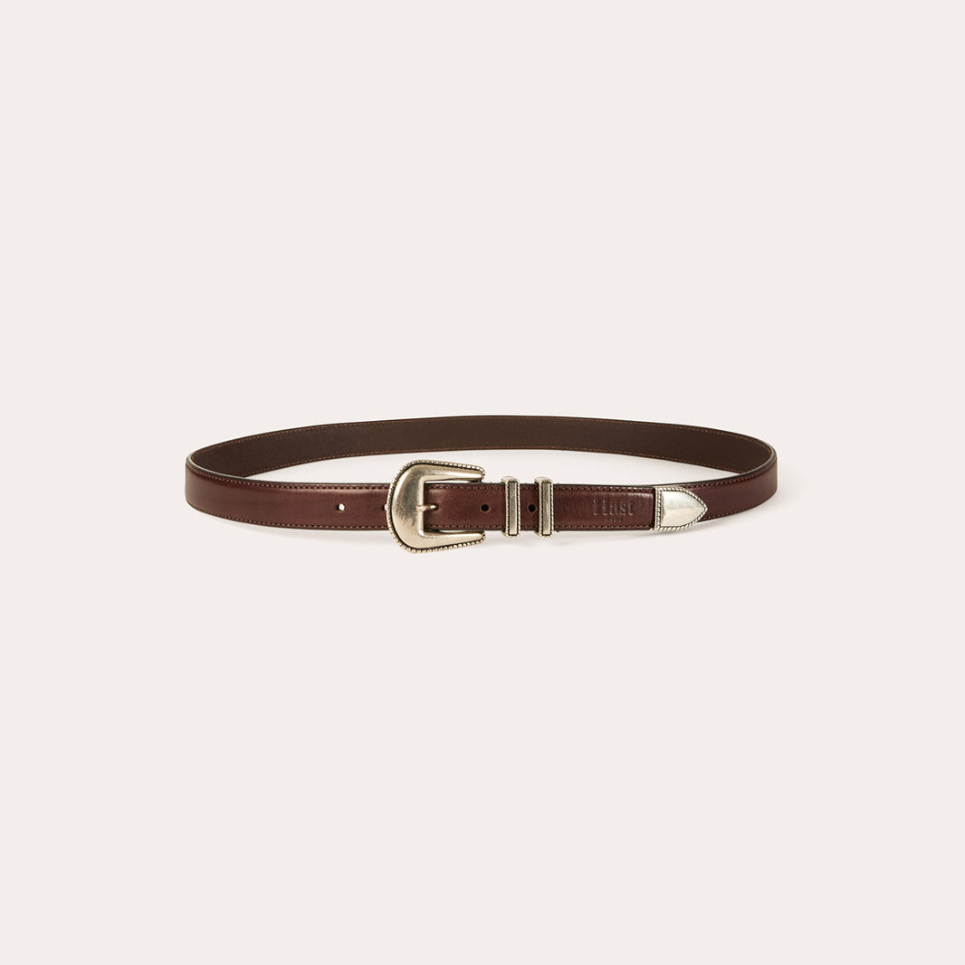 Ceinture western en cuir marron