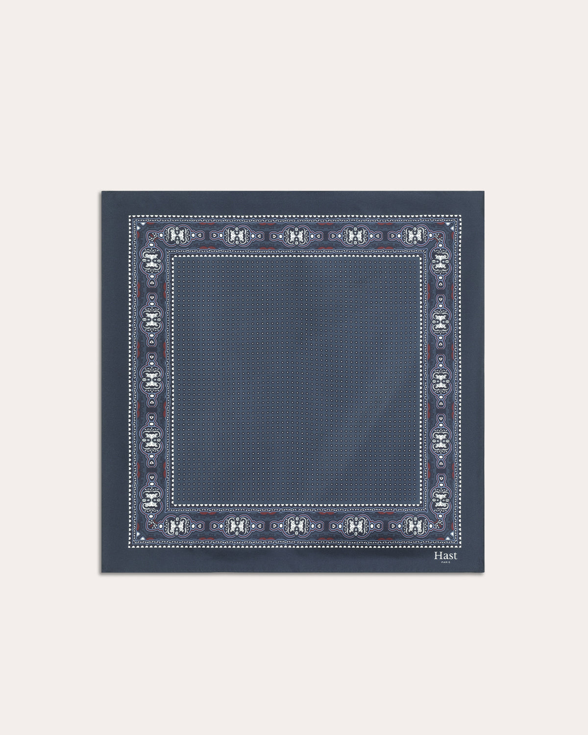 Foulard en soie marine à motif