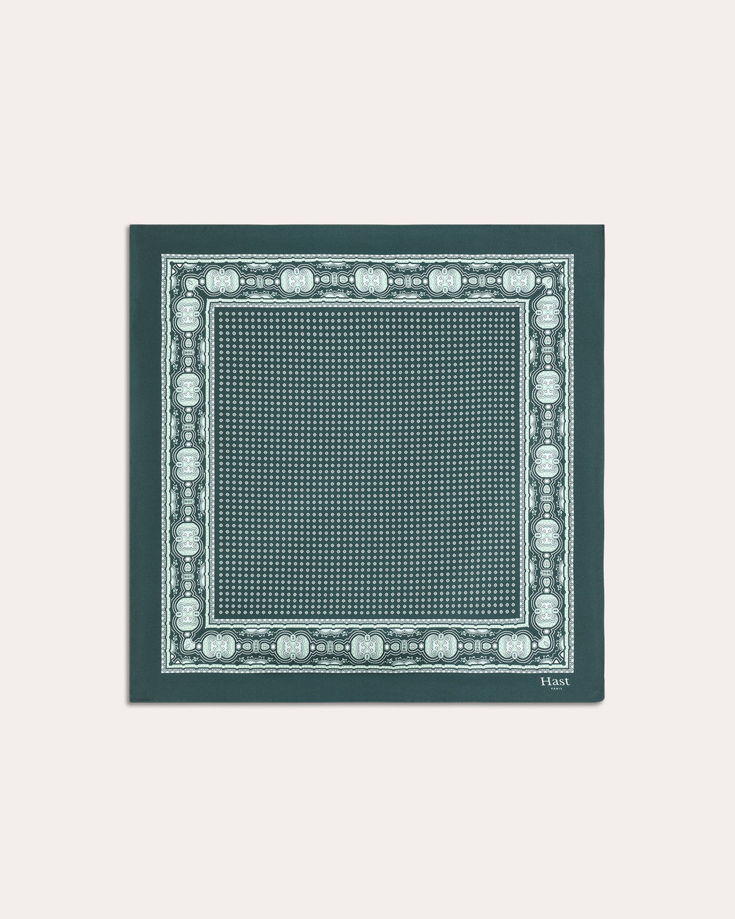 Foulard en soie vert à motif