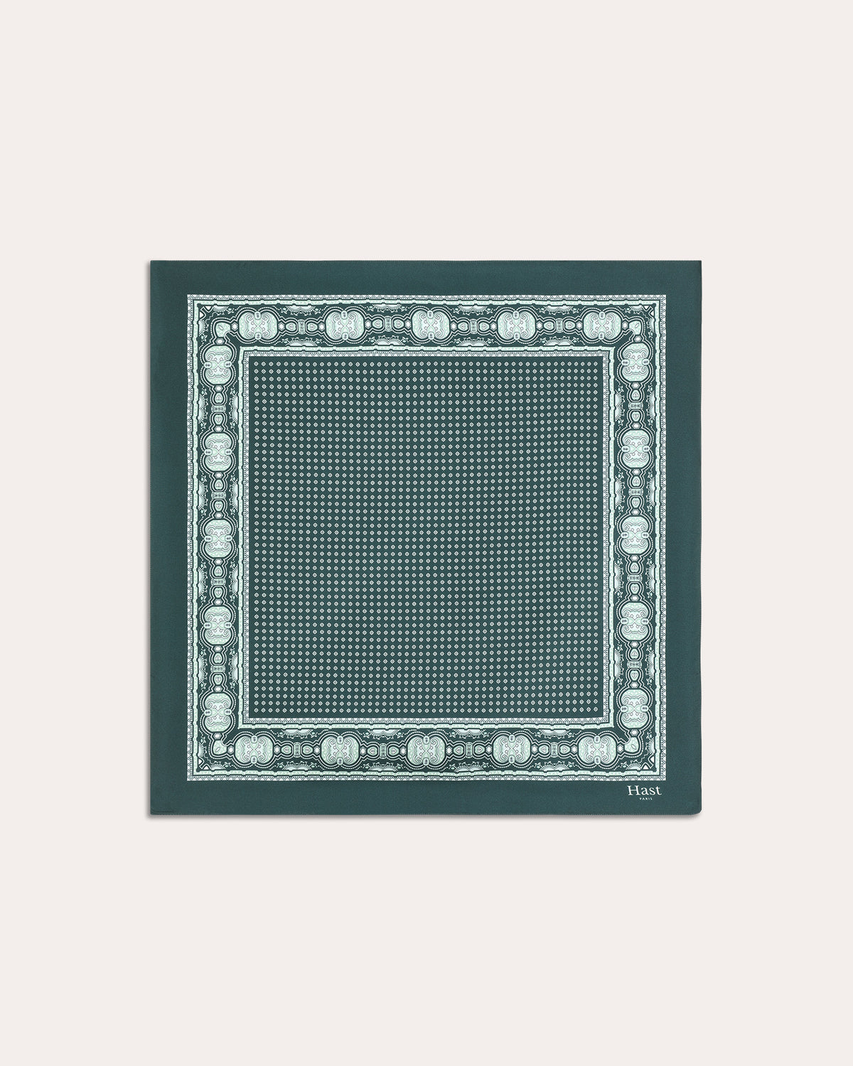 Green patterned silk scarf
