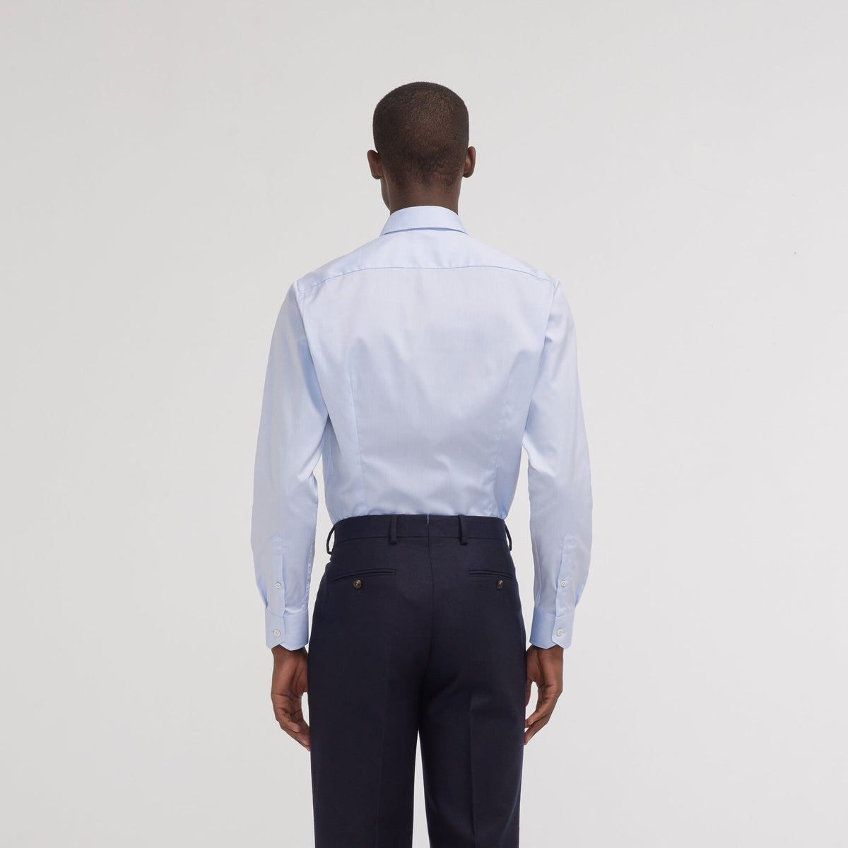 Chemise premium cintrée en pinpoint double retors bleue