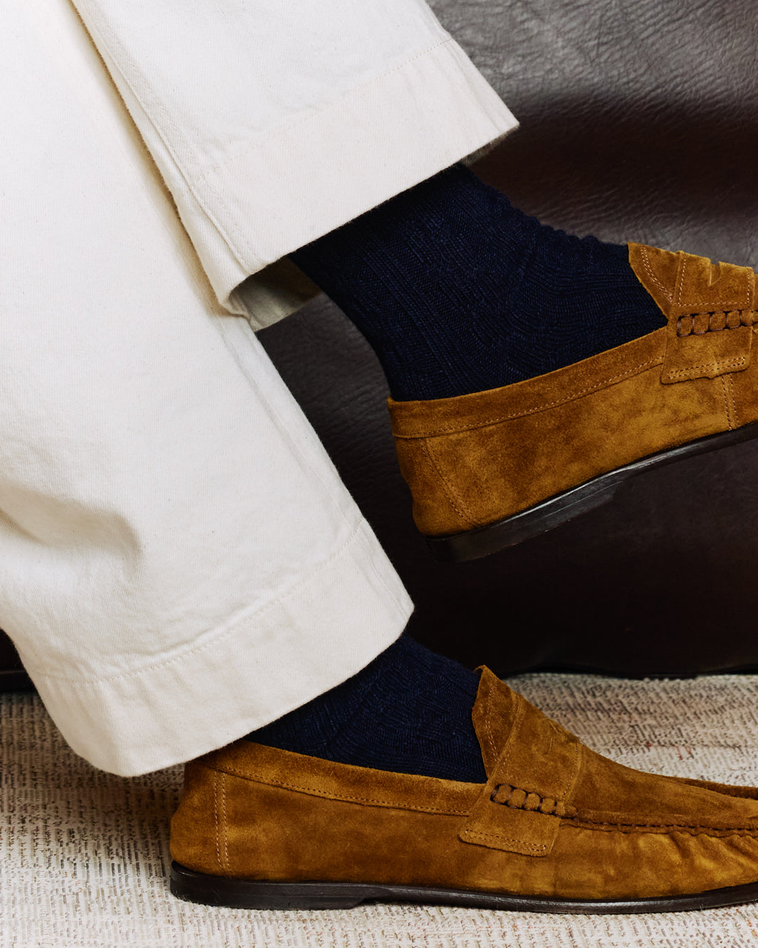 Chaussettes en laine et cachemire bleu marine