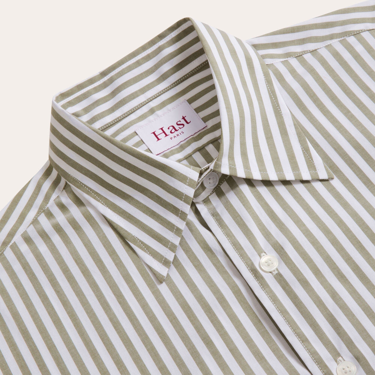 Chemise en popeline à rayures vertes et blanches