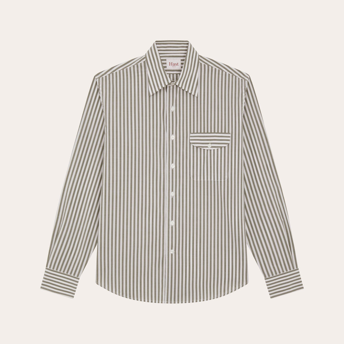 Chemise en popeline à rayures vertes et blanches