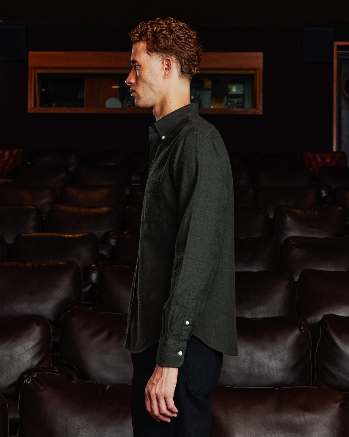 Chemise en coton laine verte