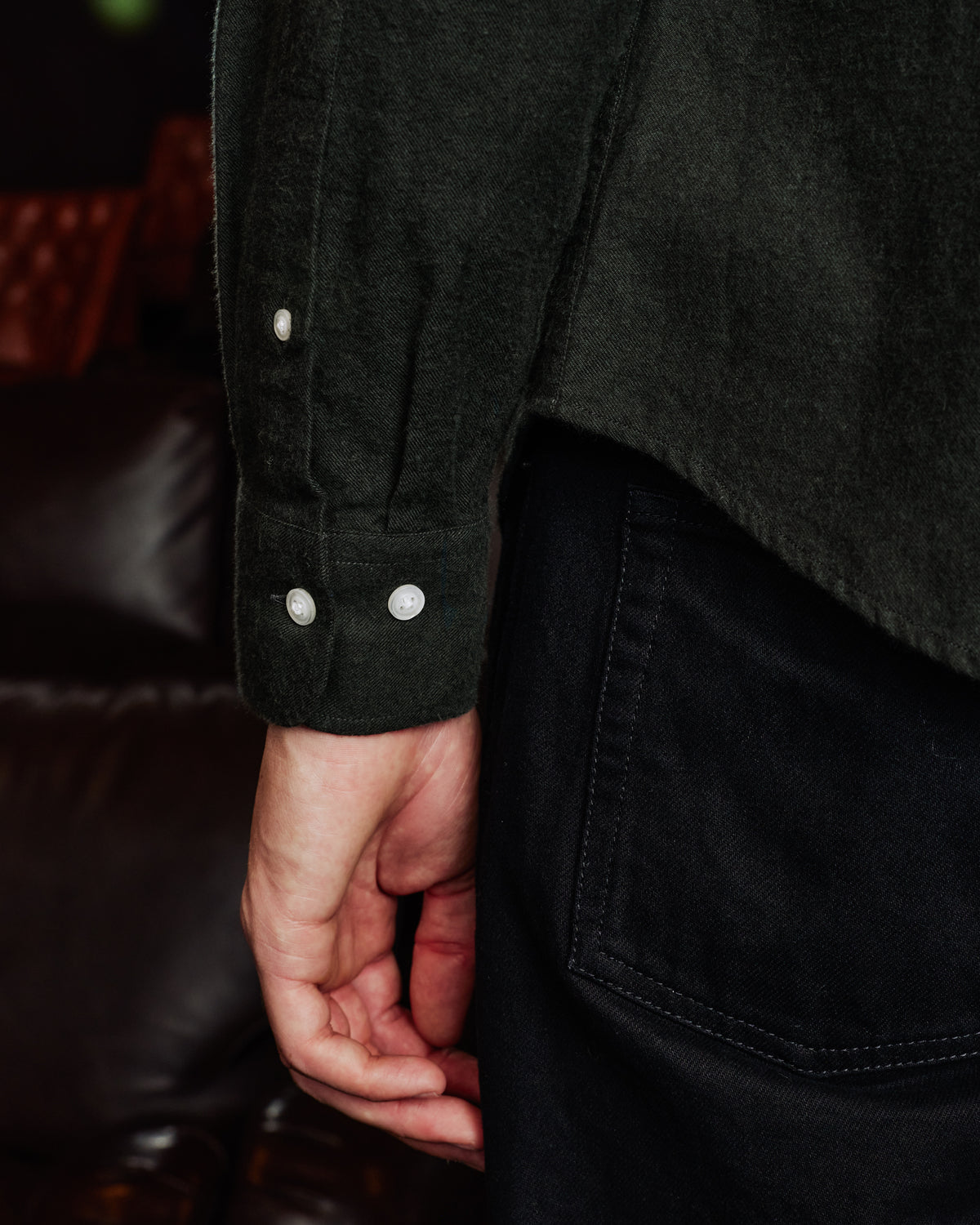 Chemise en coton laine verte