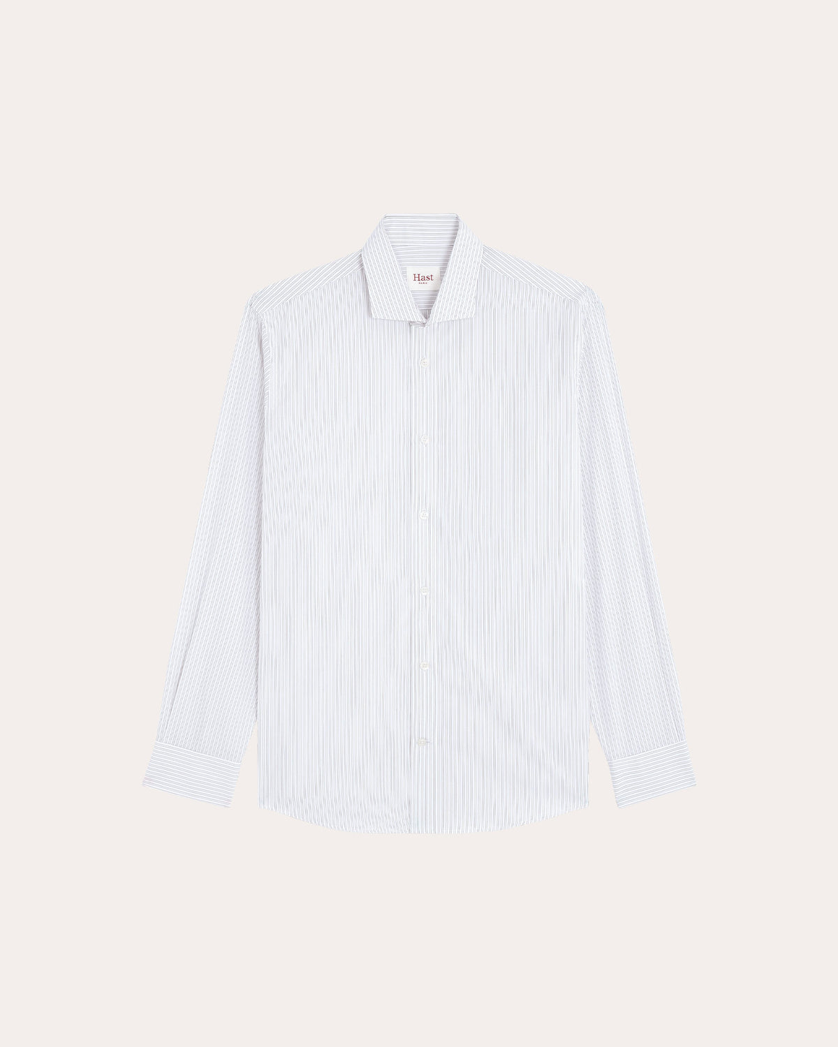 Chemise en coton blanc rayé vert