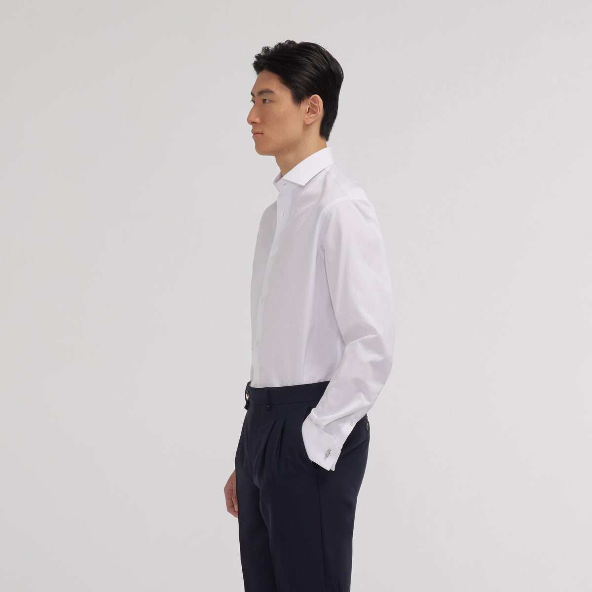 White two-ply poplin shirt with double cuffs