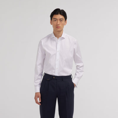 White two-ply Oxford shirt with French cuffs