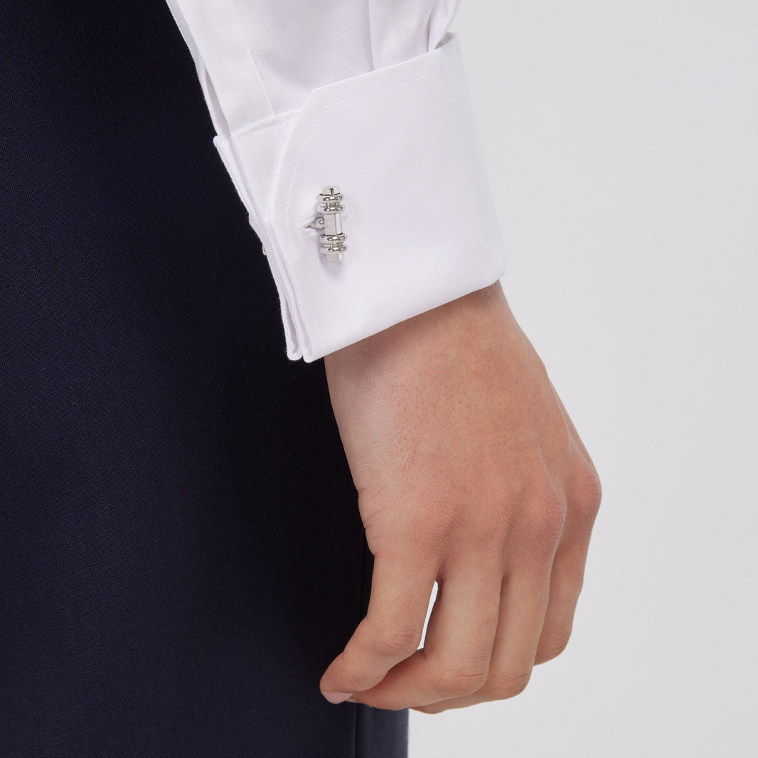 Chemise en oxford double retors blanche à poignets mousquetaires