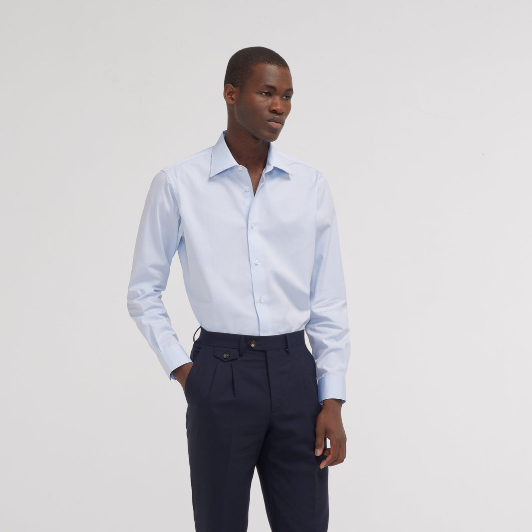 Chemise cintrée popeline double retors bleu ciel