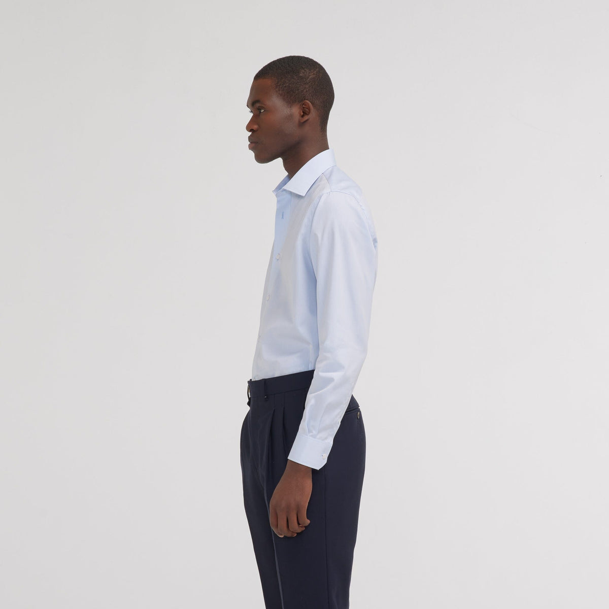 Chemise cintrée popeline double retors bleu ciel