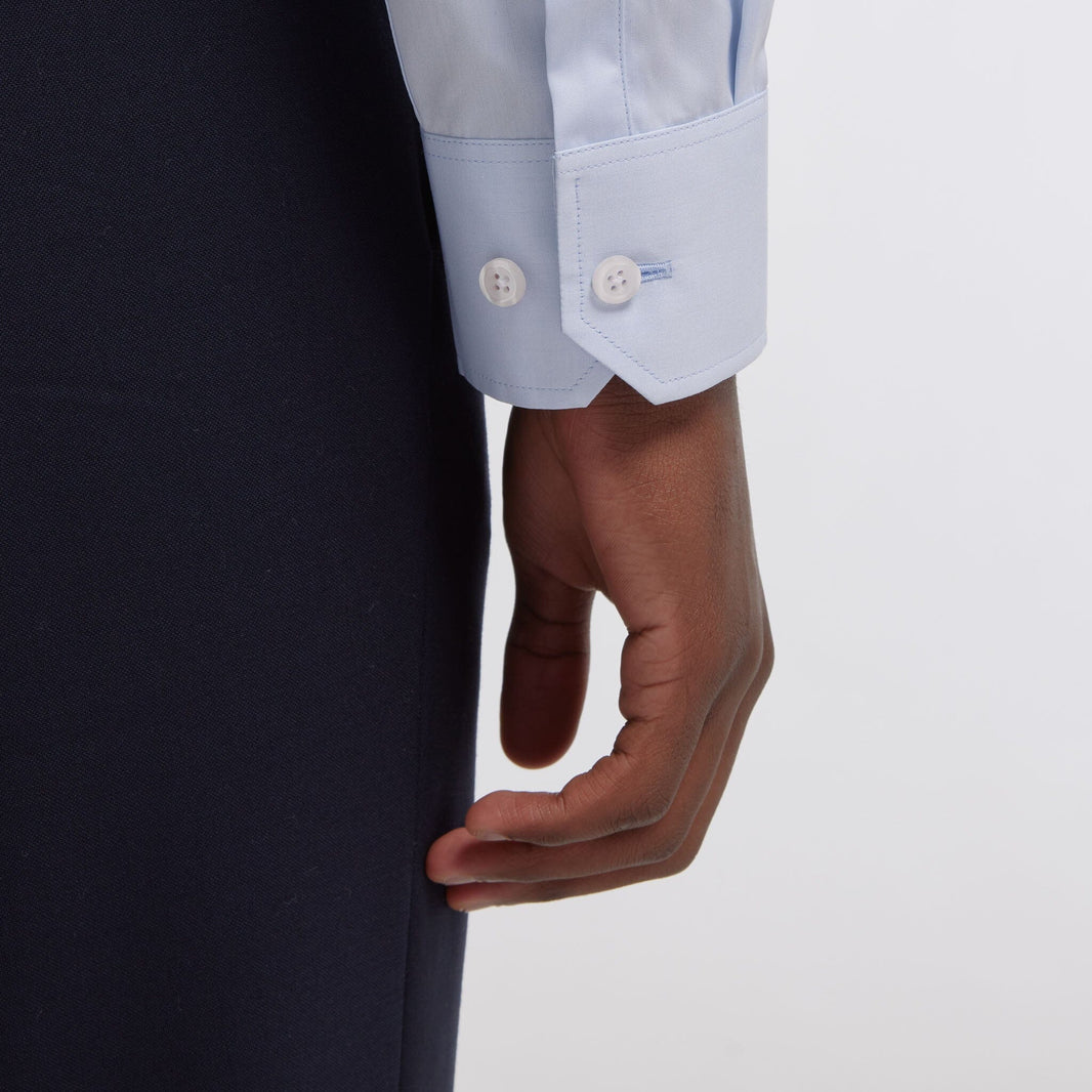 Chemise cintrée popeline double retors bleu ciel