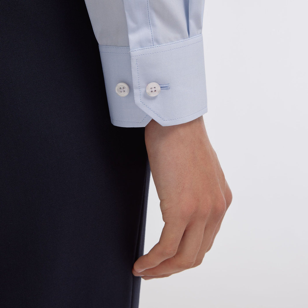 Chemise en popeline double retors bleu ciel