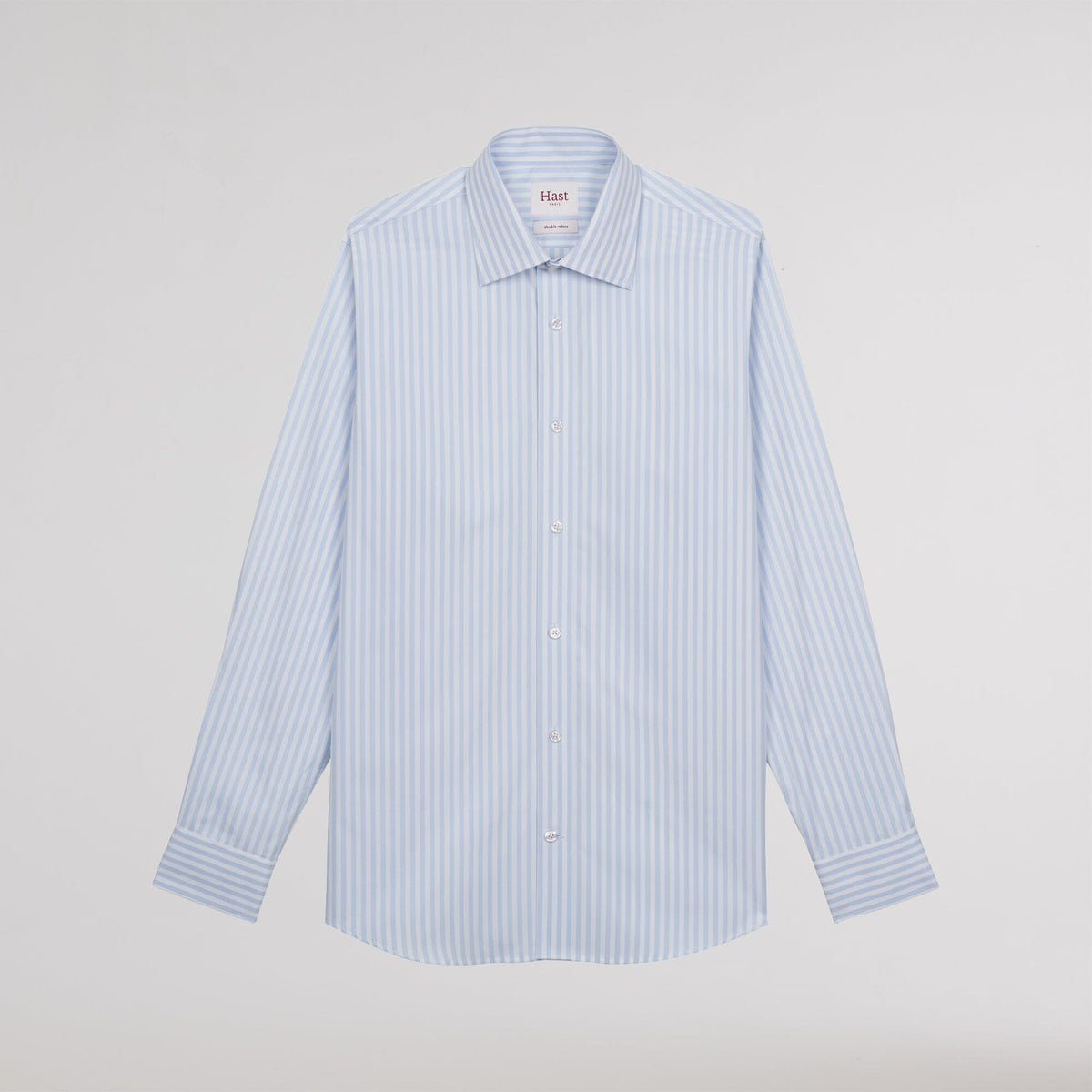 Chemise cintrée popeline double retors rayures bleu ciel et blanches