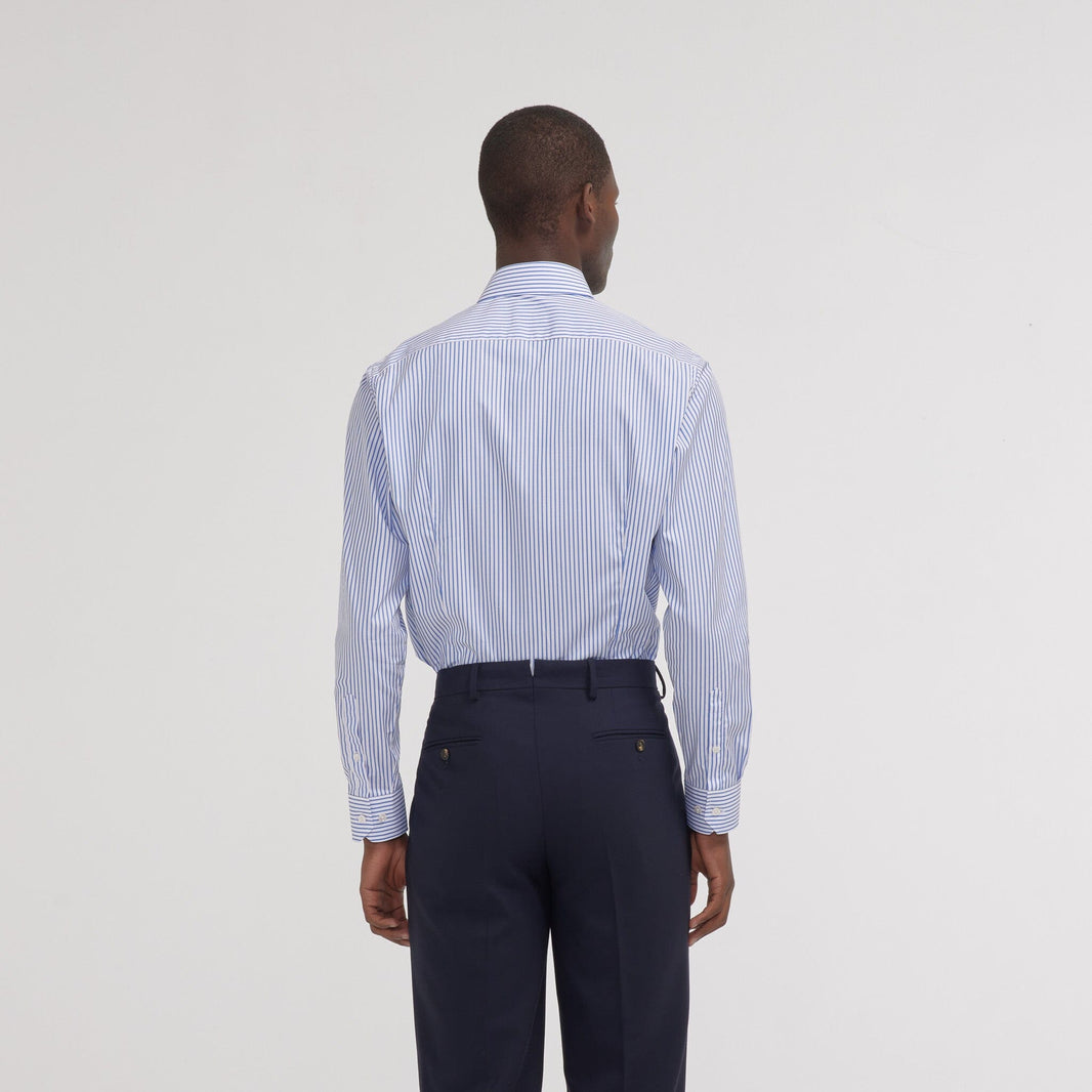 Chemise cintrée popeline rayures bleues et blanches