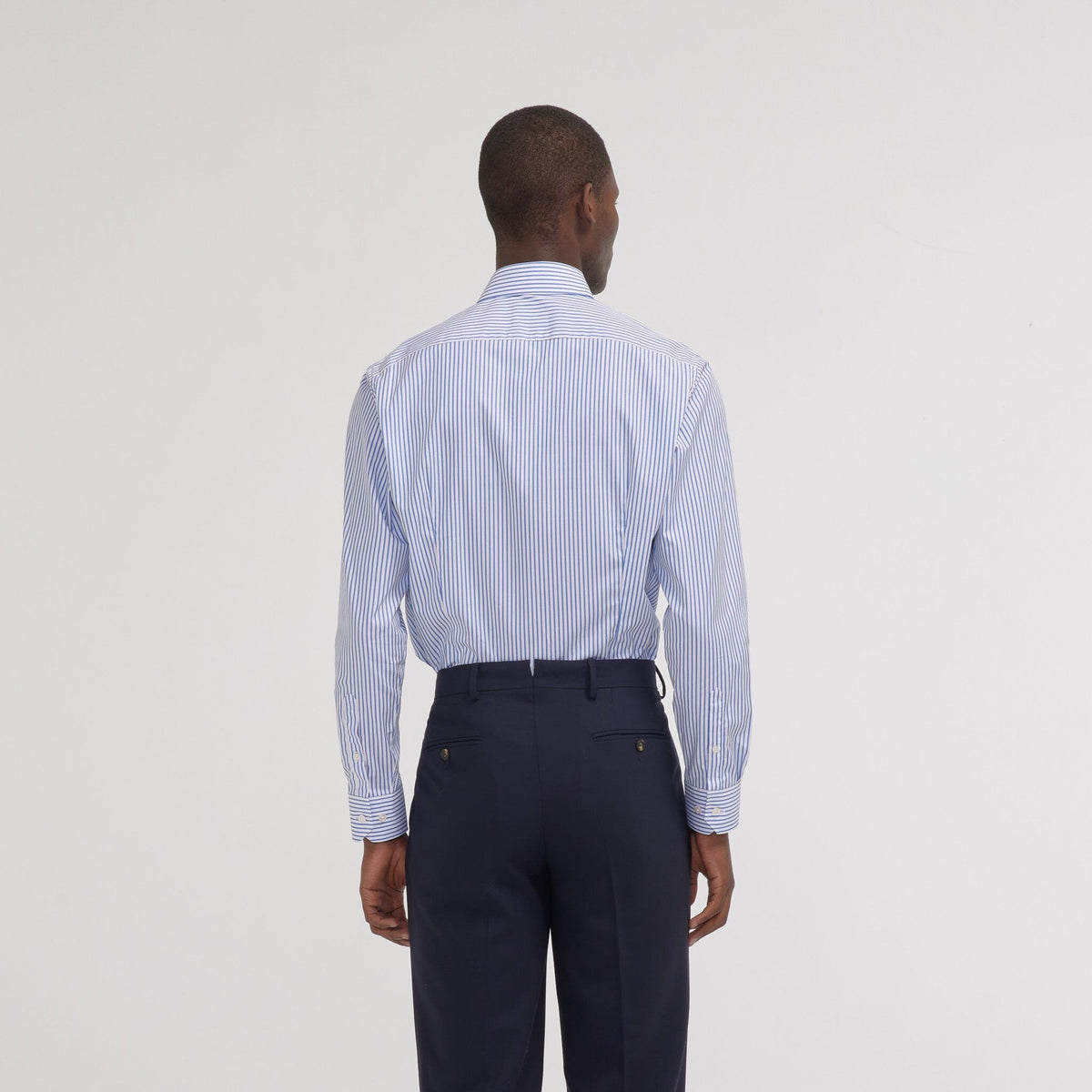 Chemise cintrée popeline rayures bleues et blanches