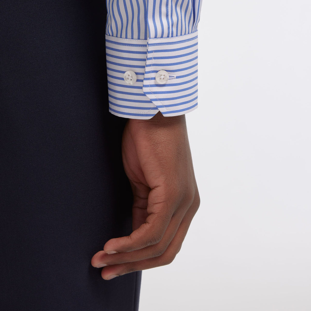 Chemise cintrée popeline rayures bleues et blanches
