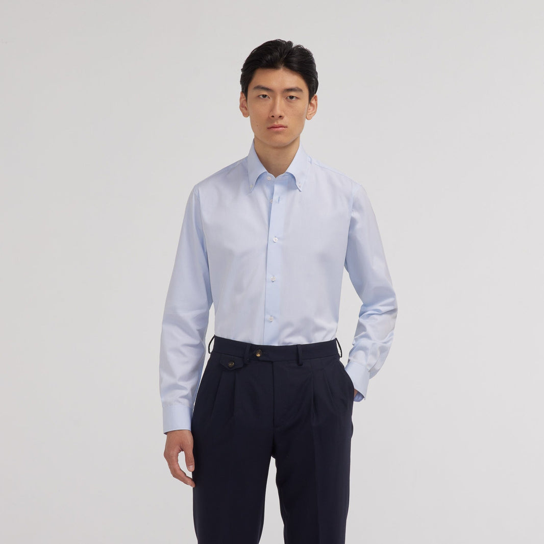 Chemise popeline double retors bleu ciel