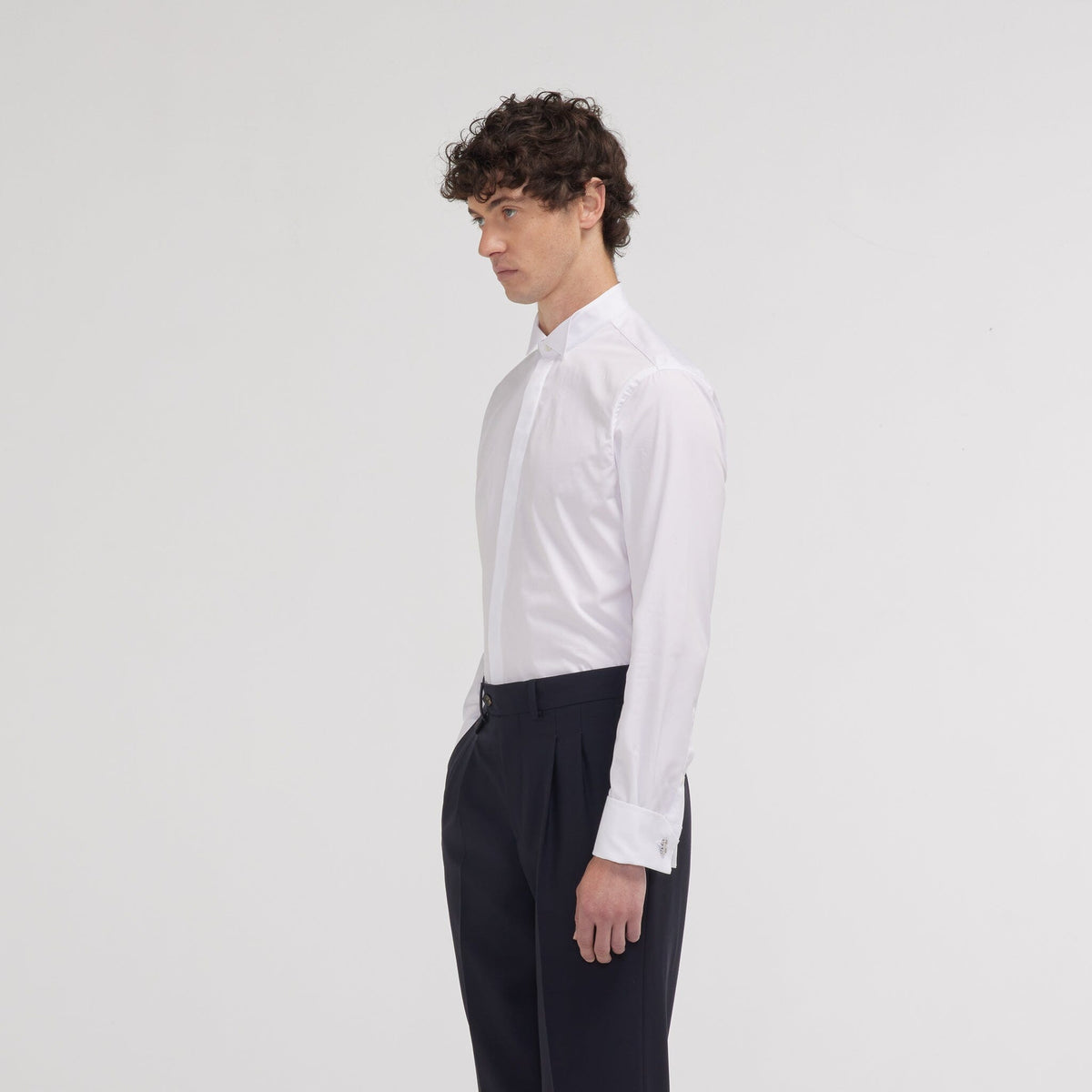 Chemise cintrée popeline double retors blanche
