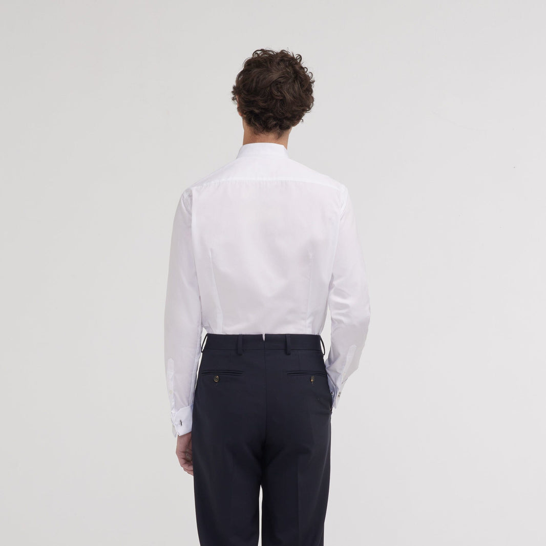 Chemise cintrée popeline double retors blanche