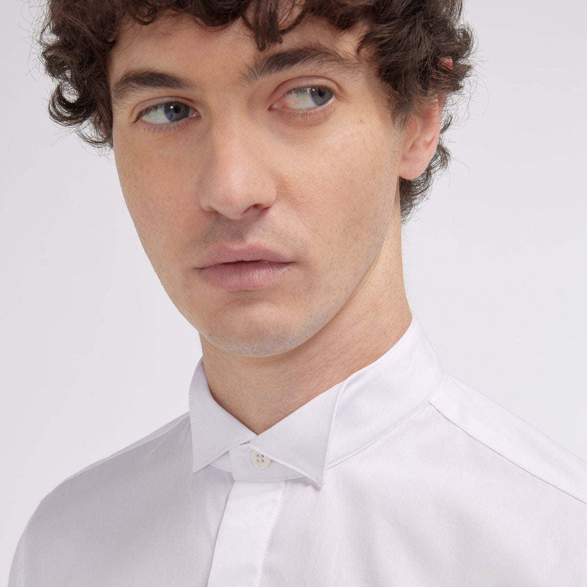 Chemise cintrée popeline double retors blanche
