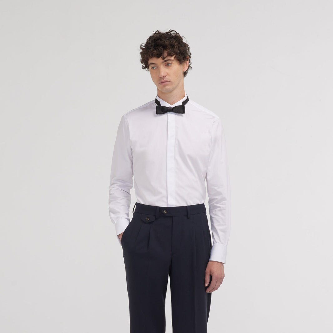 Chemise cintrée popeline double retors blanche