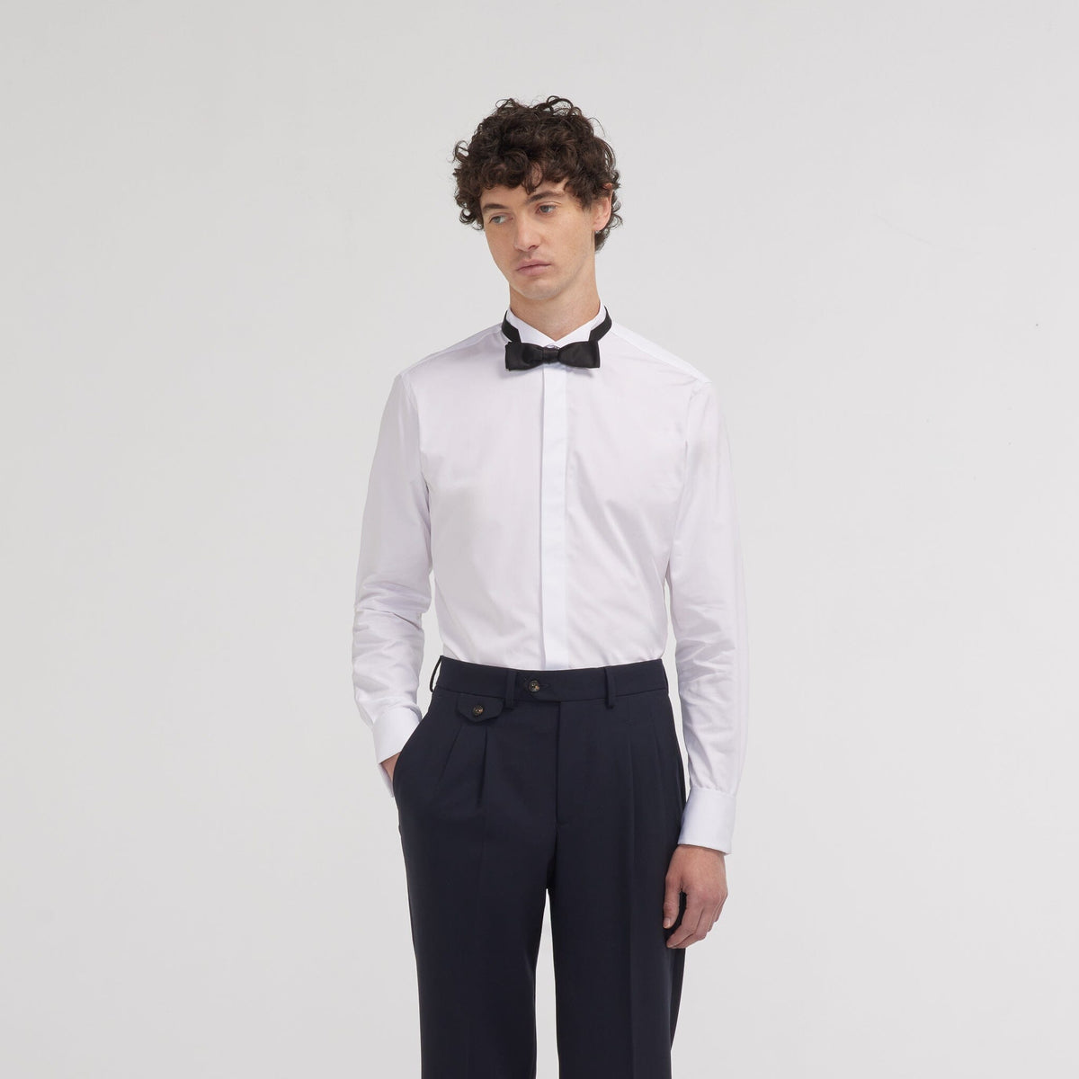 Chemise cintrée popeline double retors blanche