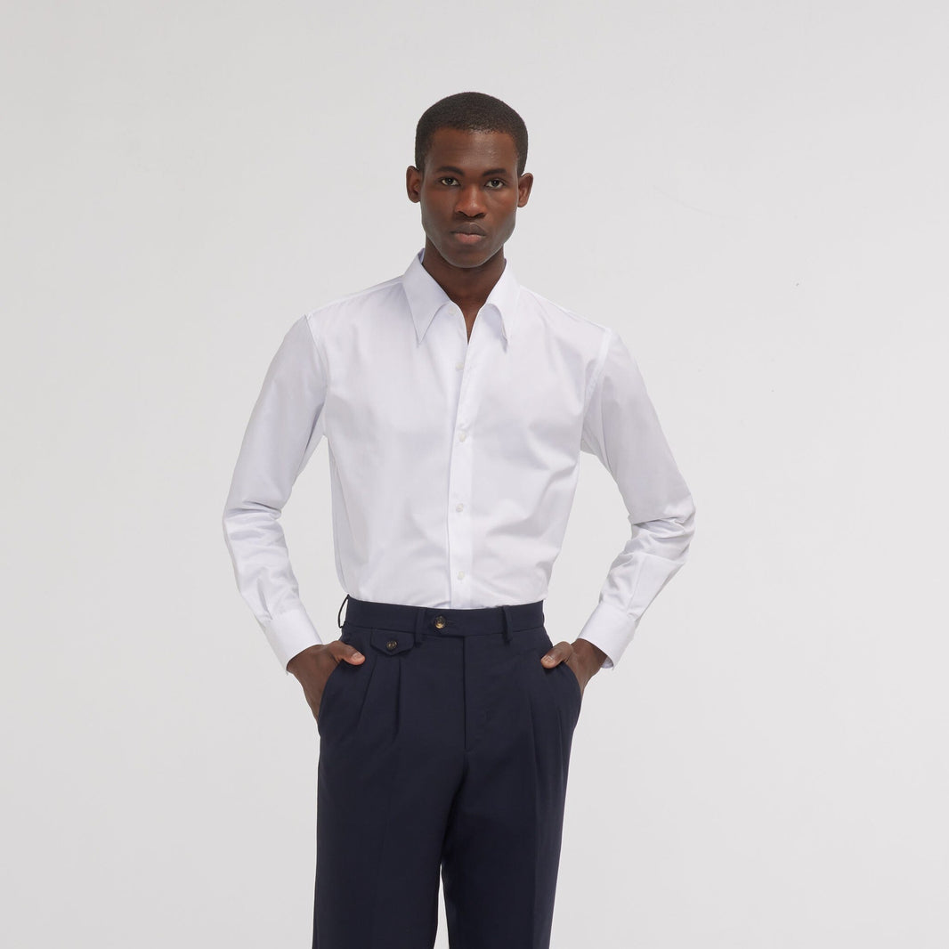 Chemise cintrée popeline double retors blanche